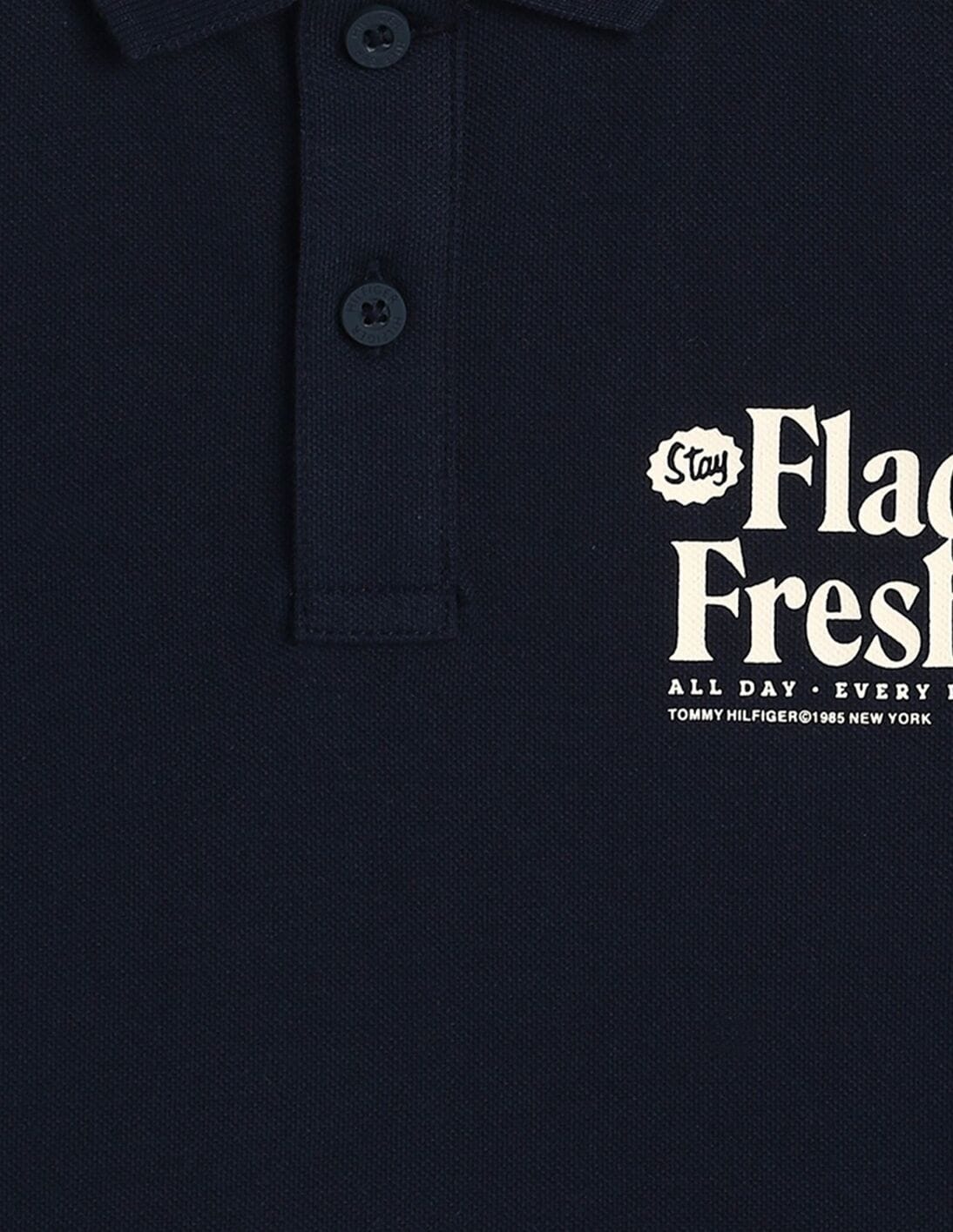 Buy Tommy Hilfiger Boys Blue Graphic Polo Shirt - Technical View