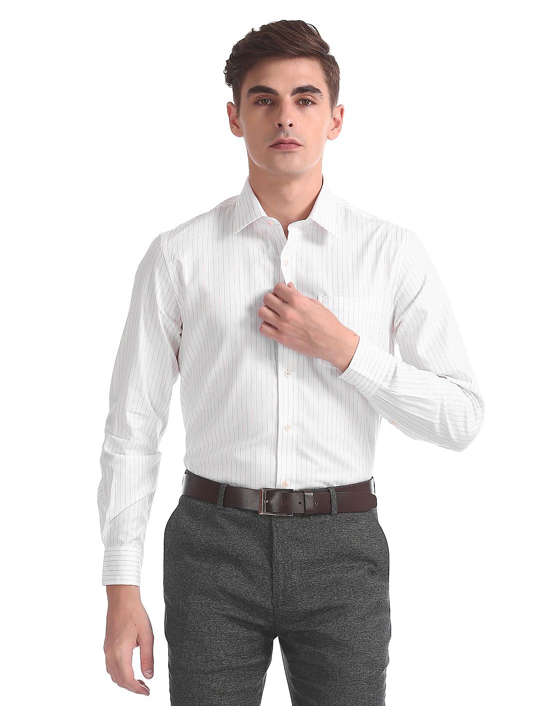 Buy Arrow Slim Fit Vertical Stripe Shirt - NNNOW.com