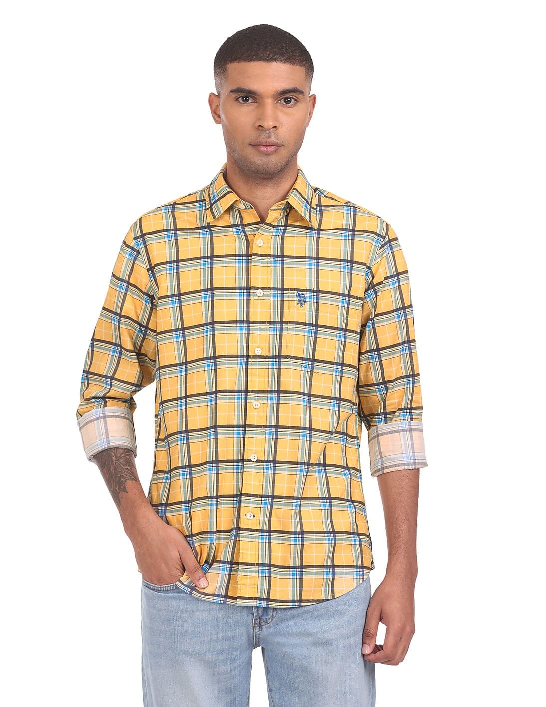 Buy U.S. Polo Assn. Men Yellow Tailored 