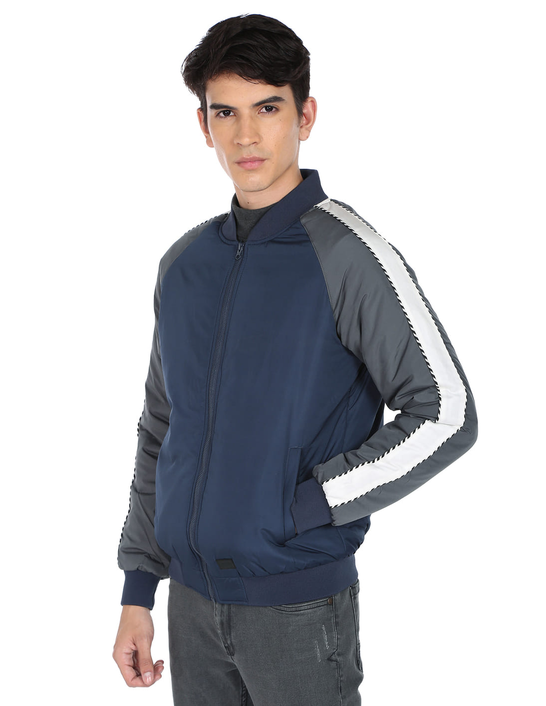 Buy Flying Machine Raglan Sleeve Colour Block Bomber Jacket