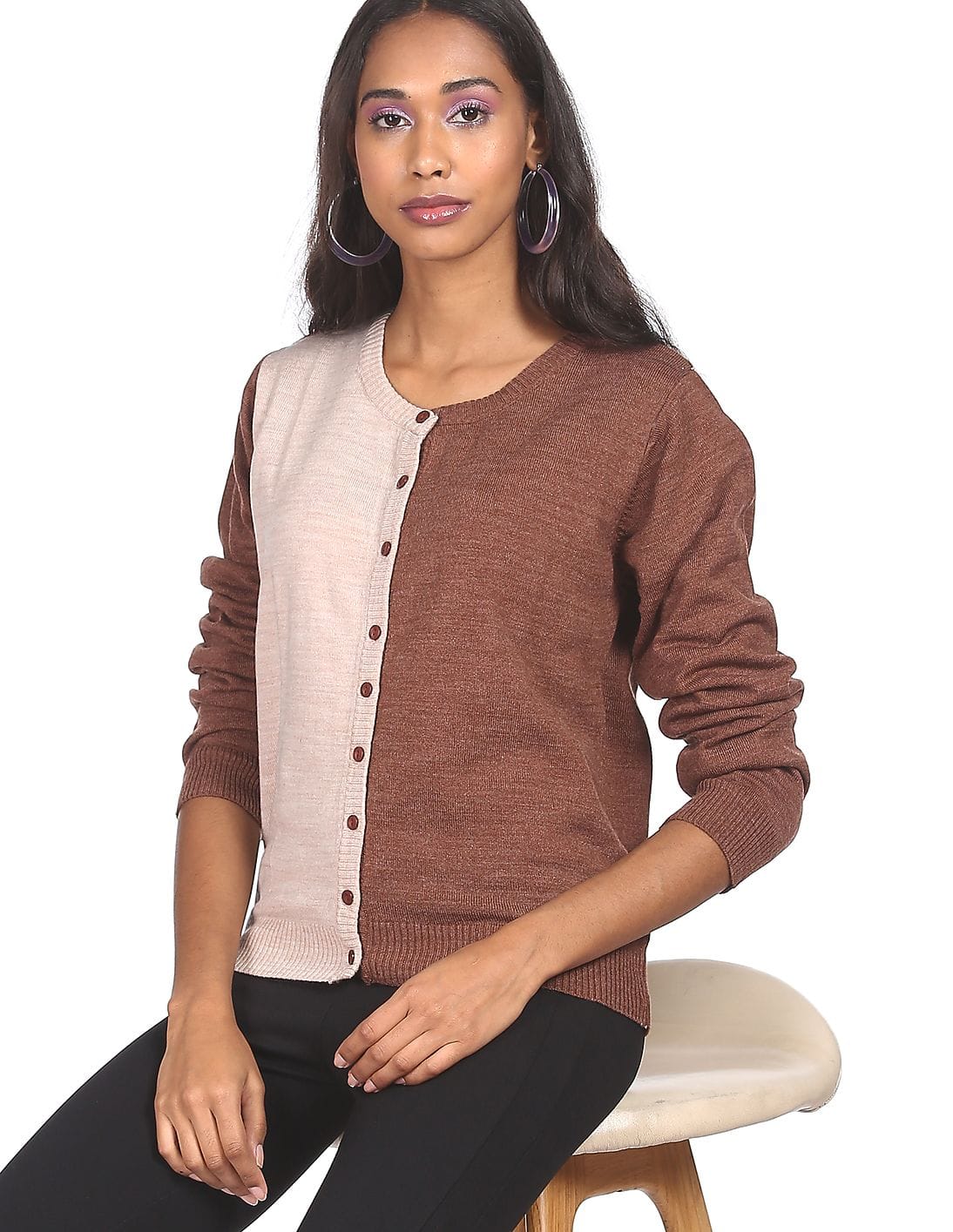 beige colour cardigan