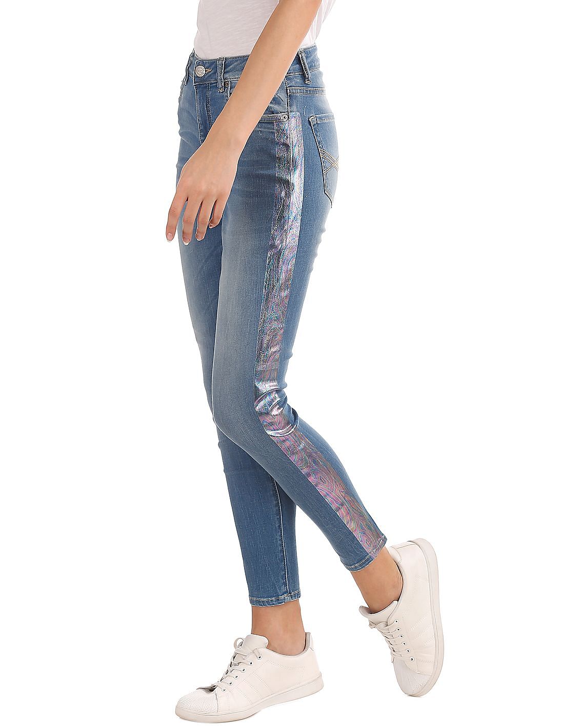 AEROPOSTALE Womens Bree Floral High-Rise Jeggings, Multicoloured