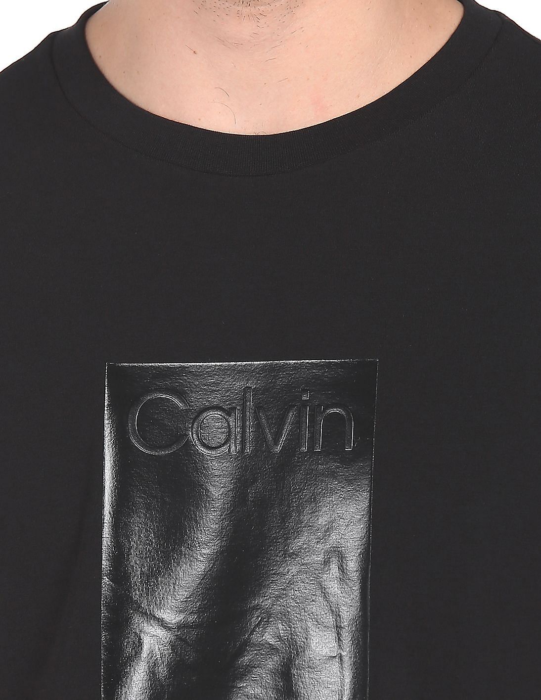 Buy Calvin Klein Men Black Crew Neck Brand Print T-Shirt - NNNOW.com