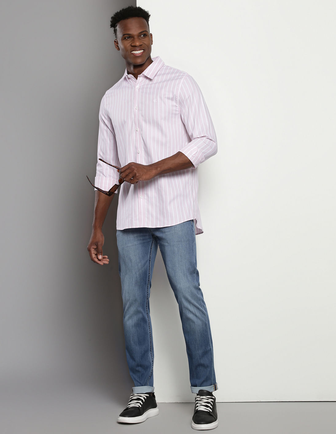 【cale カル】COTTON STRIPE B/D SHIRT Buy Cotton Vertical Striped Shirt for Men Online in India