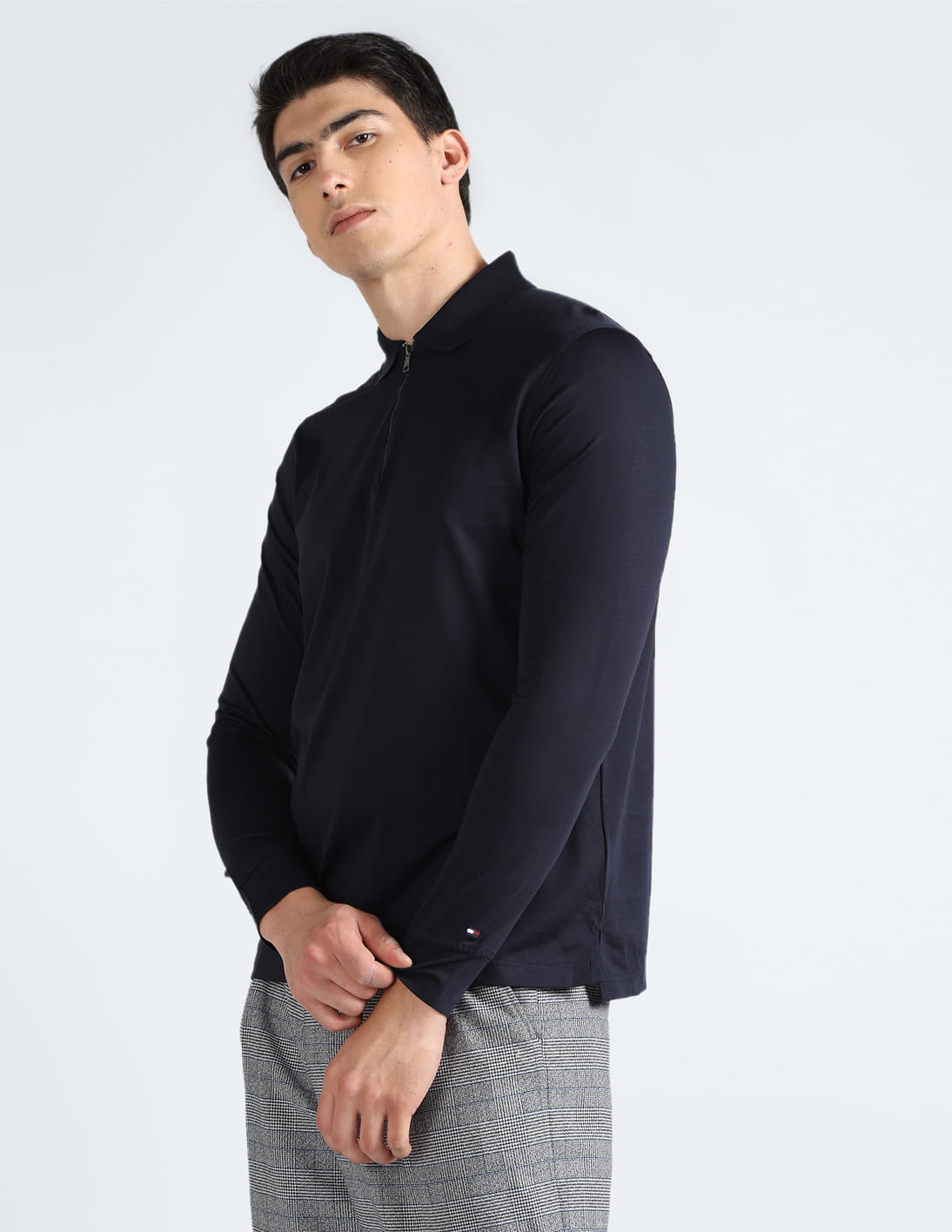 Buy Tommy Hilfiger Long Sleeve Zip Up Solid Polo Shirt - NNNOW.com