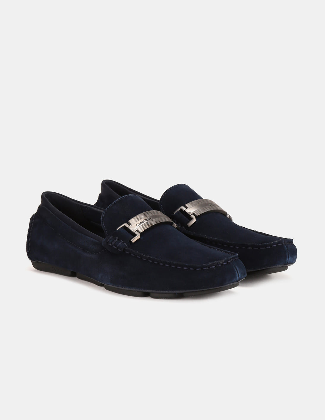 Buy Calvin Klein Men Blue Metallic Vamp Strap Suede Leather  display picture 3