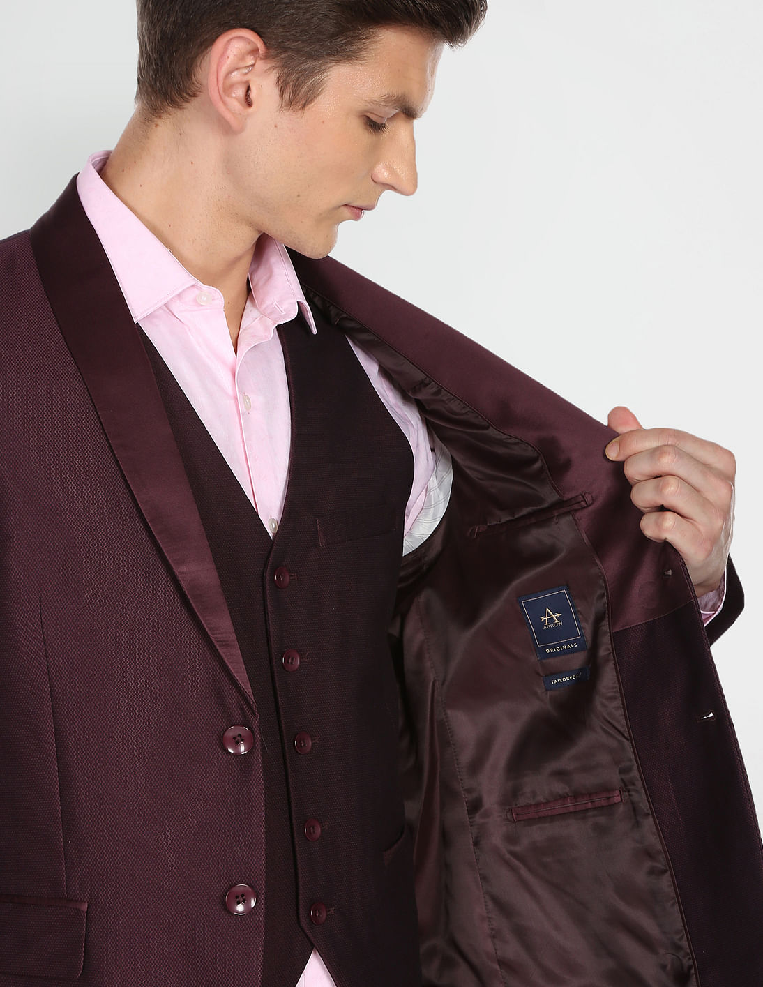 Buy Van Heusen Wine Notch Lapel 4-Piece Suit for Men's Online @ Tata CLiQ