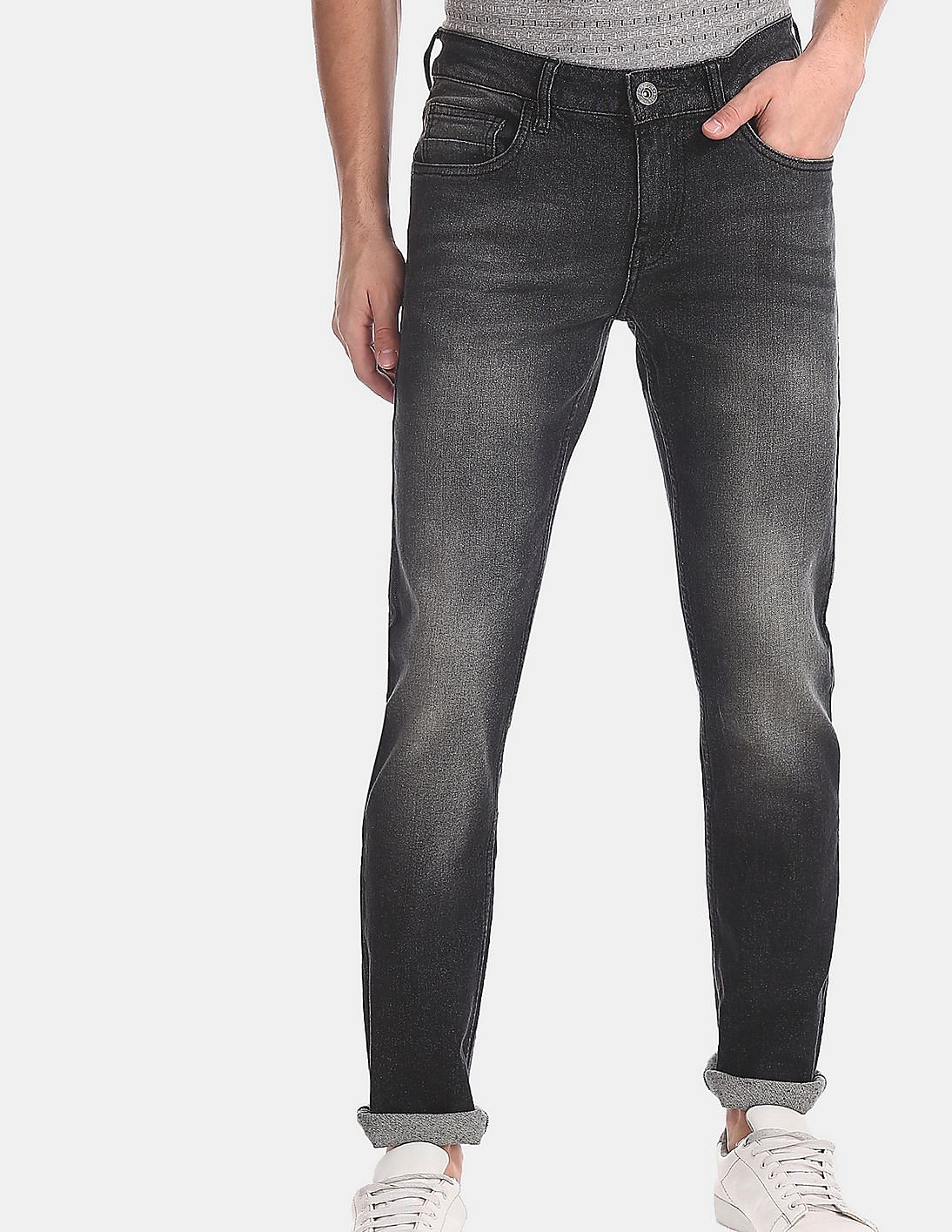 Buy Men Black Slim Fit Stone Wash Jeans online at NNNOW.com