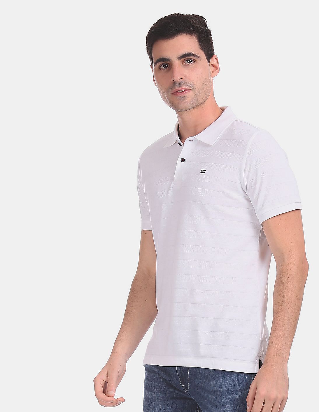 Buy Arrow Sports White Patterned Stripe Cotton Polo Shirt - NNNOW.com
