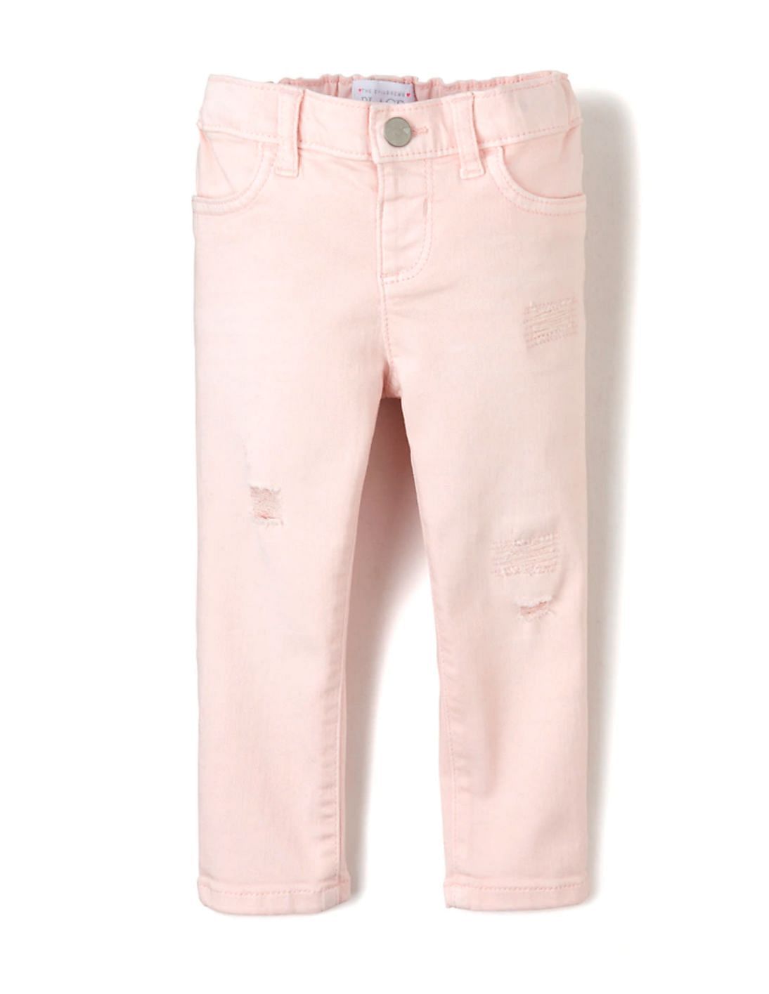 Buy The Children's Place Girls Pink Lightly Ripped Rinsed Jeans - NNNOW.com