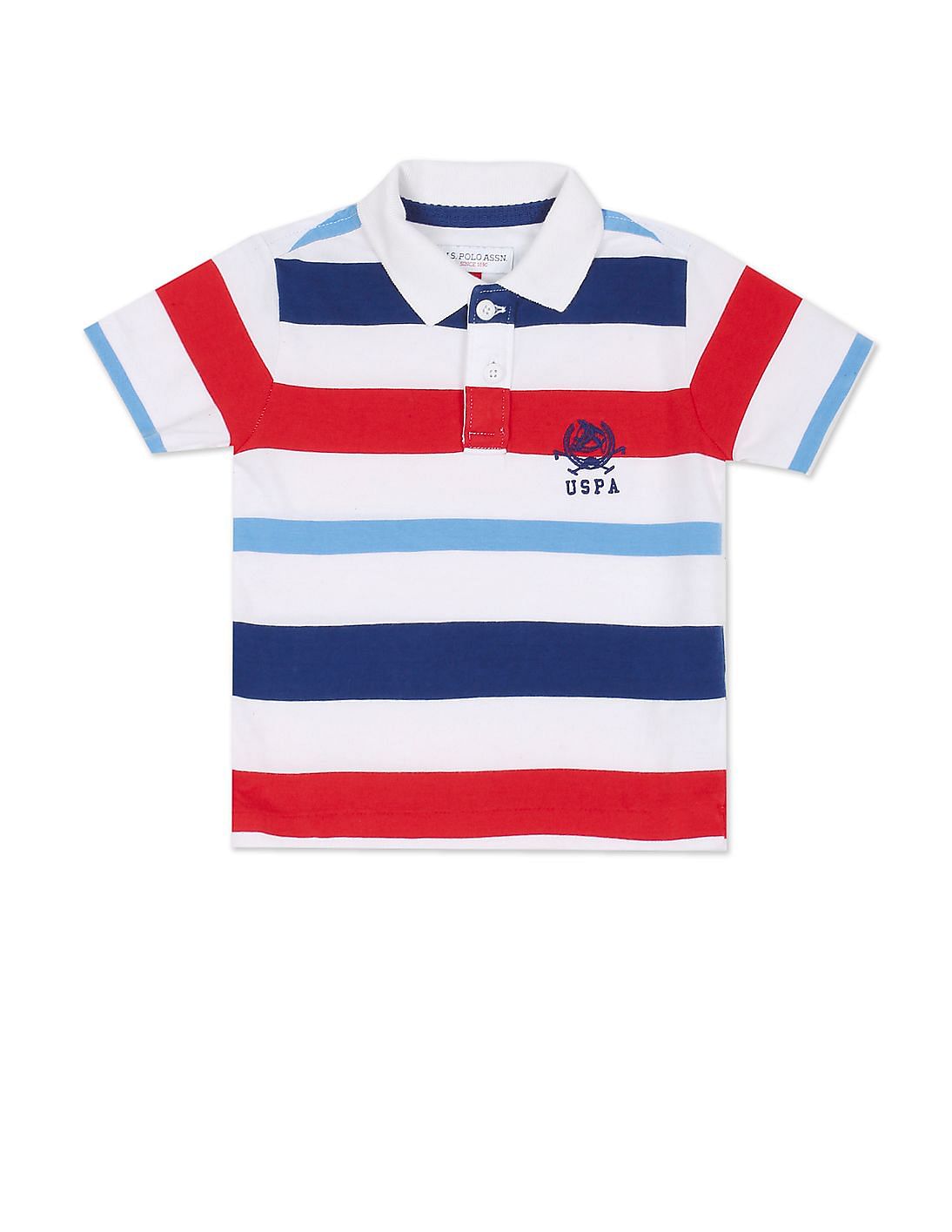 Buy U.S. Polo Assn. Kids Boys White Cotton Striped Polo Shirt - NNNOW.com