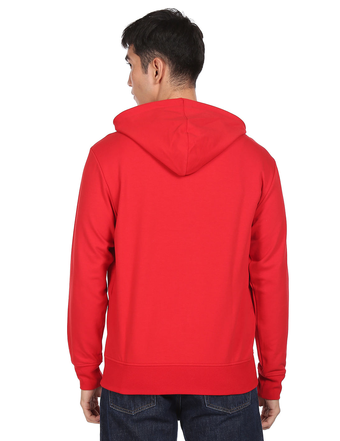 Buy Calvin Klein Men Red Full Zip Hooded Sweatshirt - NNNOW.com