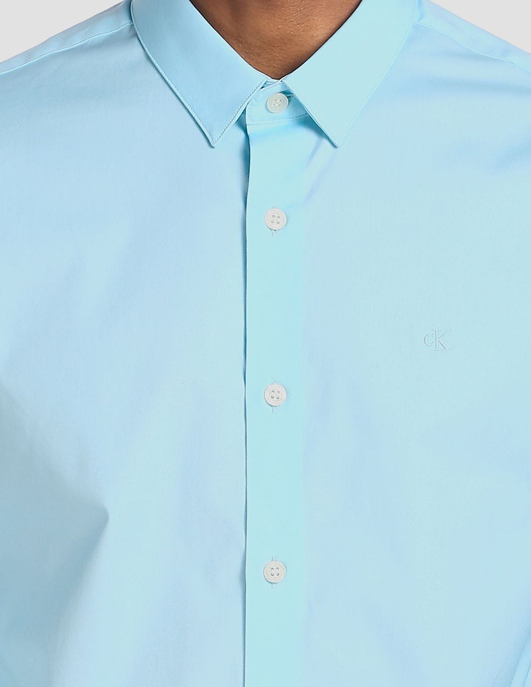 Buy Calvin Klein Men Sky Blue Slim Fit Stretch Cotton Solid Casual Shirt -  NNNOW.com