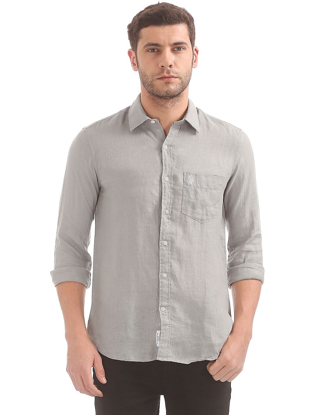 Buy U.S. Polo Assn. Men Regular Fit Linen Shirt - NNNOW.com