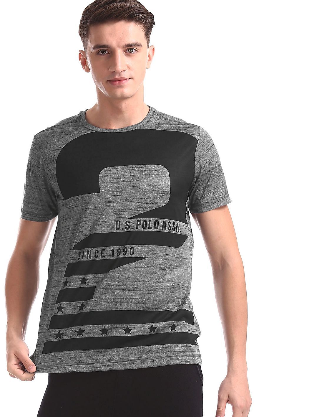 Buy USPA Active Grey Brand Graphic Active T-Shirt - NNNOW.com