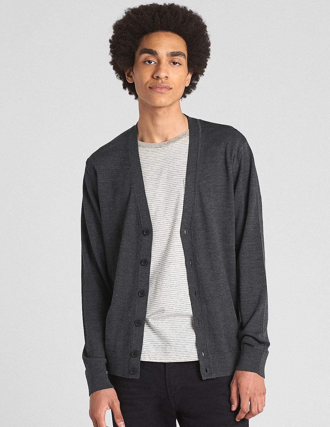 smart grey cardigan