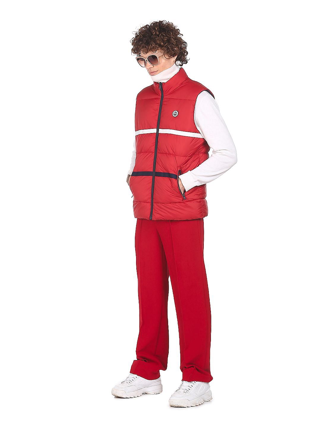 ジャケット・アウター double zip reverse puffy vest. / 46 sj.0007AW22_lblue ダブルジップリバースパフィーベスト