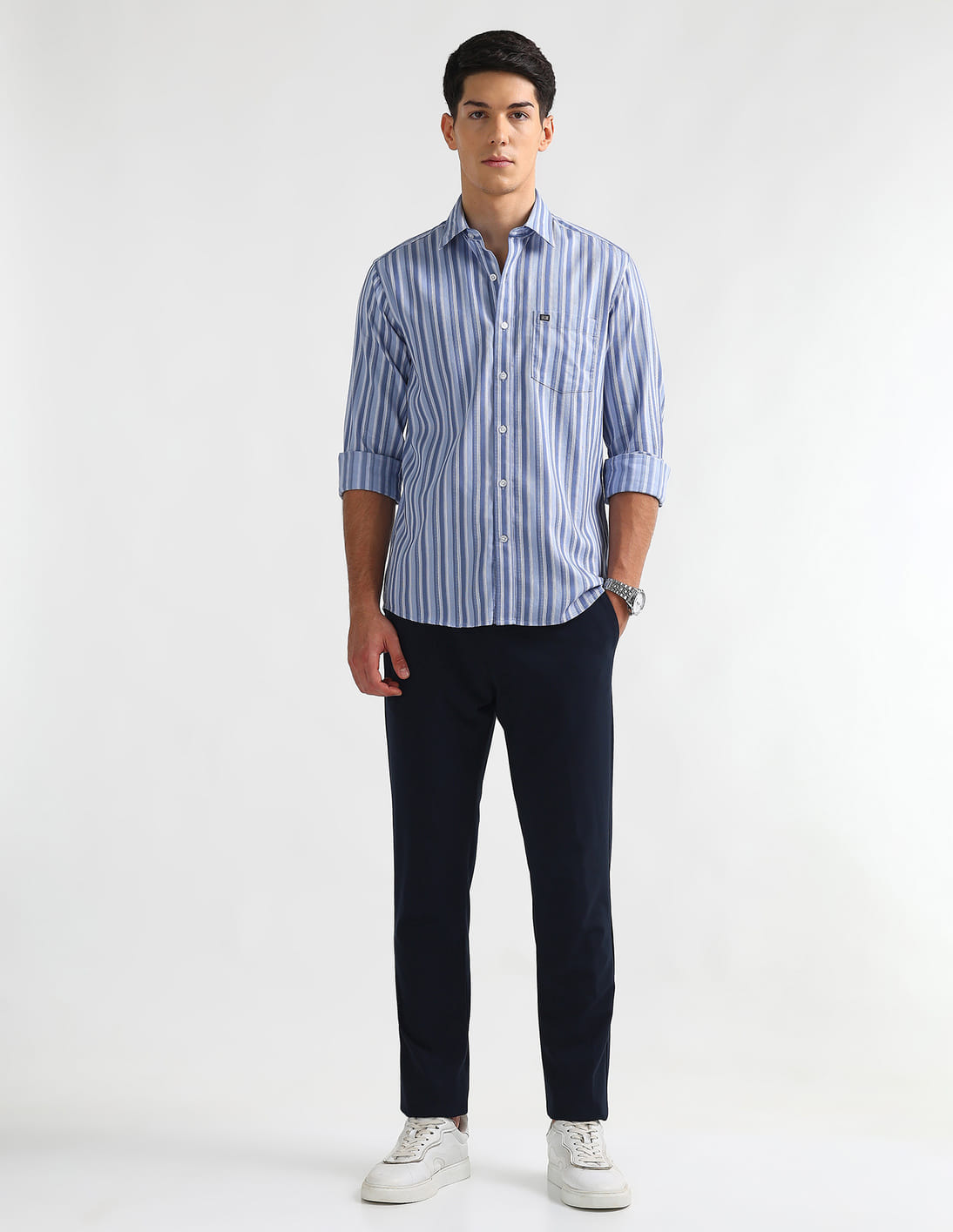 Buy Arrow Sport Slim Fit Vertical Striped Shirt - NNNOW.com