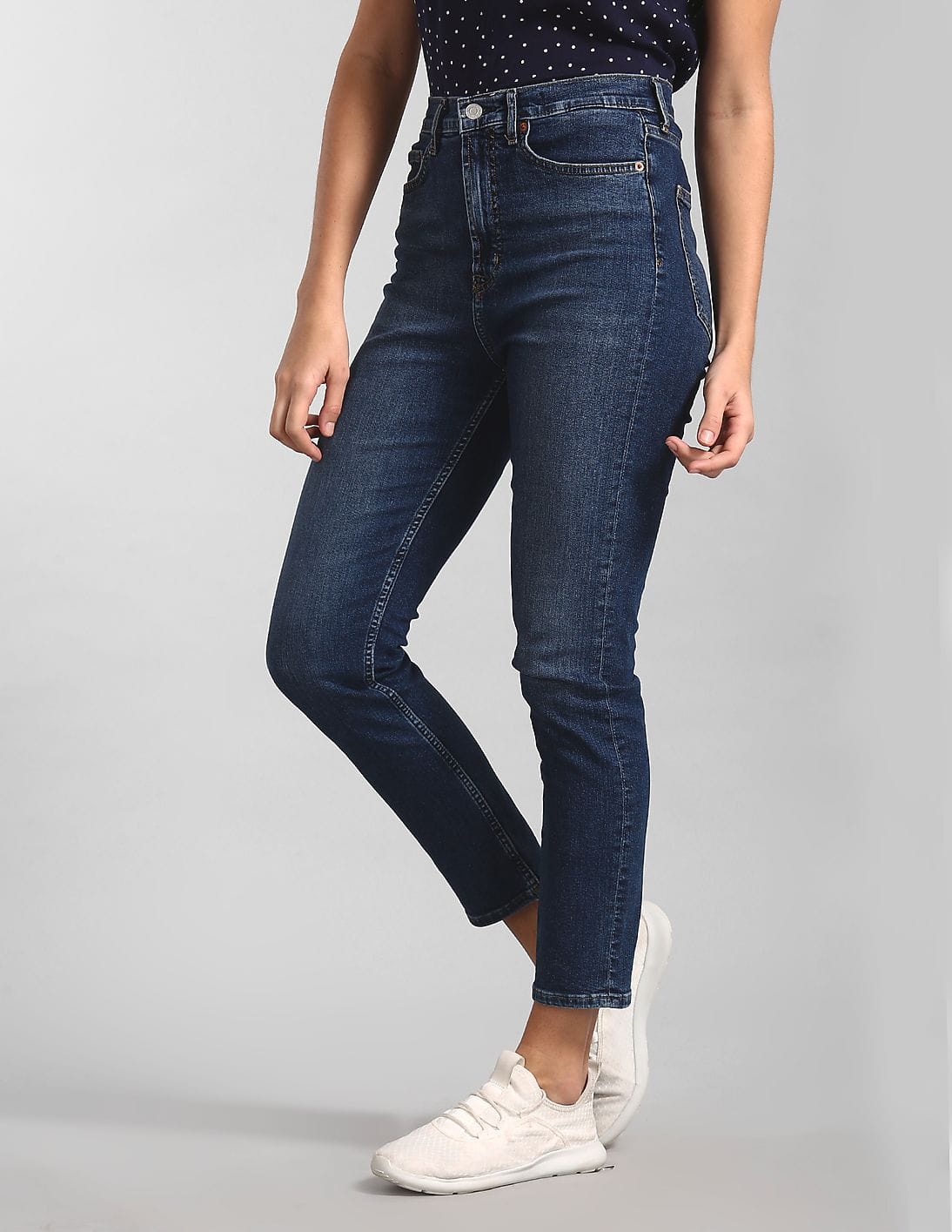 Buy GAP Women Blue High Rise Cigarette Jeans With Secret Smoothing Pockets