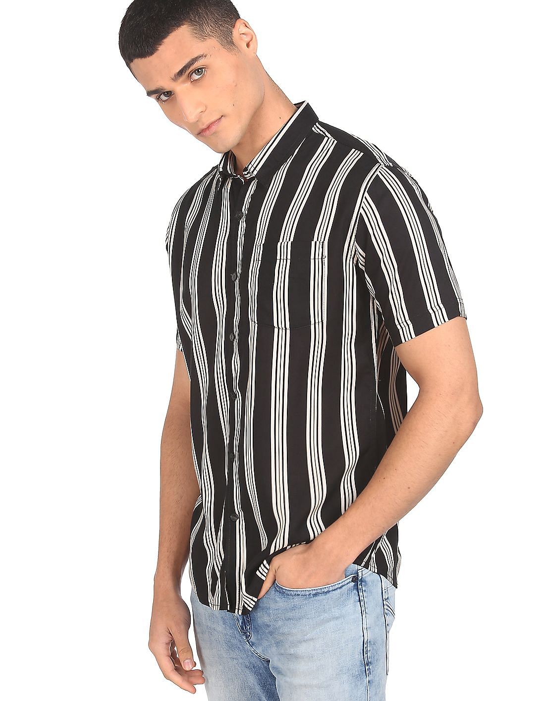 Buy Flying Machine Short Sleeve Striped Shirt - NNNOW.com