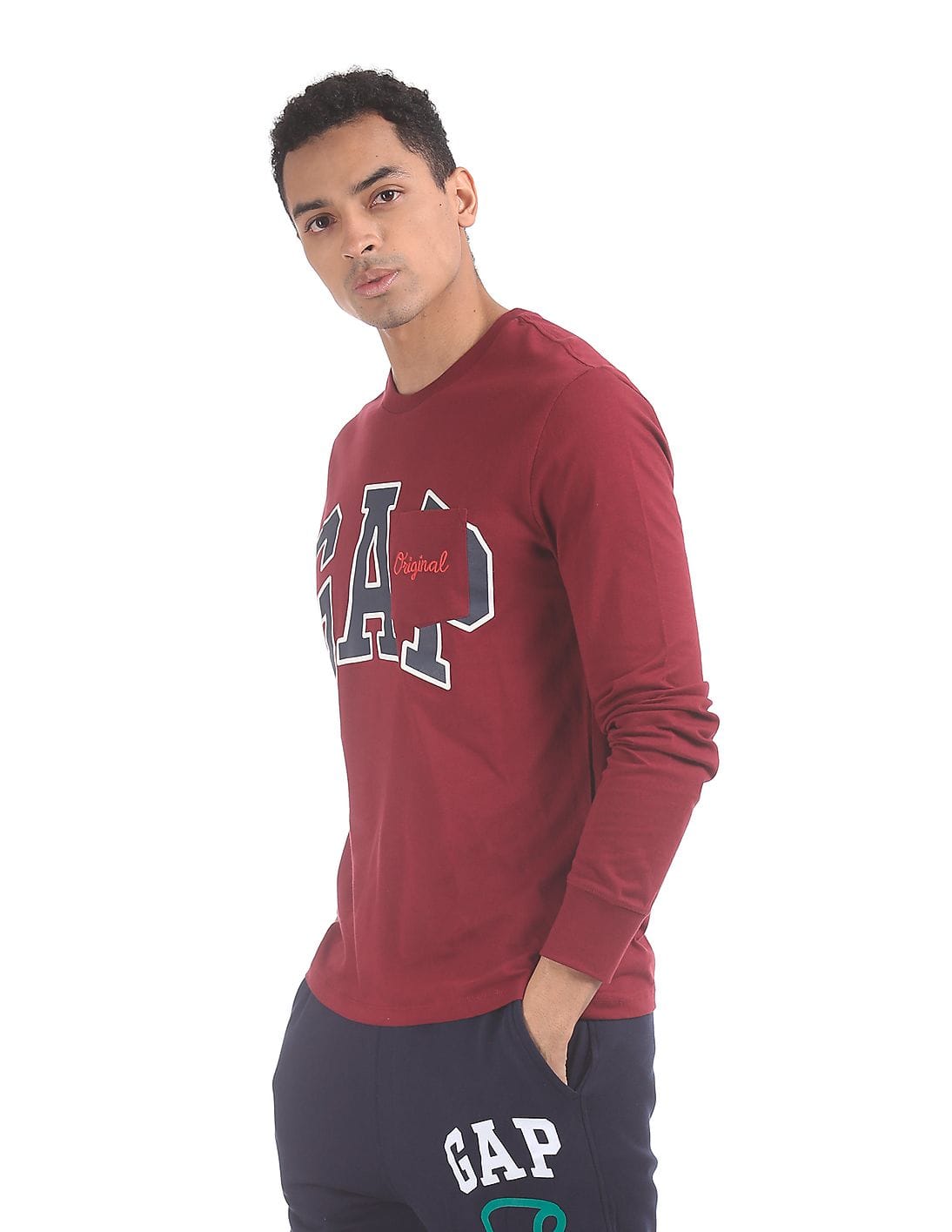 Buy GAP Red Long Sleeve Patch Pocket T-Shirt - NNNOW.com