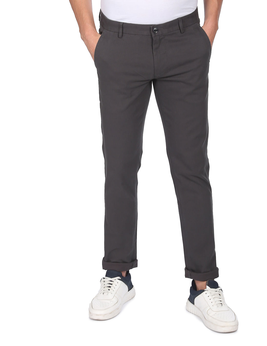 Buy Arrow Sports Bronson Slim Fit Solid Trousers - NNNOW.com