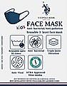 U.S. Polo Assn. Kids Unisex Kids Red Triple Layer Anti Viral Outdoor Face Masks - Pack Of 3