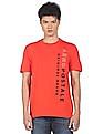 Aeropostale Men Orange Crew Neck Cotton Brand Print T-Shirt