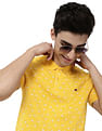 AD by Arvind Floral Print Cotton Pique Polo Shirt