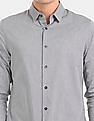 Calvin Klein Men Light Grey Slim Fit Dobby Casual Shirt