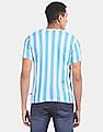 Aeropostale Blue And White Short Sleeve Vertical Stripe T-Shirt