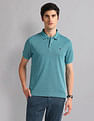 AD by Arvind Patterned Knit Slim Fit Polo Shirt