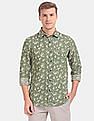 U.S. Polo Assn. Spread Collar Floral Print Linen Cotton Casual Shirt