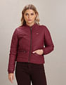 U.S. Polo Assn. Women Stand Collar Solid Quilted Jacket