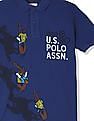 U.S. Polo Assn. Kids Blue Boys Printed Pique Polo Shirt