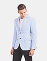 USPA Tailored Men Blue Slim Fit Solid Formal Blazer