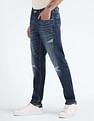 Flying Machine Mid Rise Slash Slim Tapered Jeans