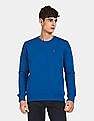 Arrow Sports Men Royal Ribbed Crew Neck Solid Sweatshirt