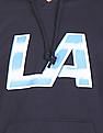 Aeropostale Men Navy Long Sleeve Printed Hood Sweatshirt