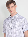 Flying Machine Short Sleeve Paisley Print Shirt