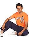 Aeropostale Men Orange Crew Neck Appliqued Logo T-Shirt
