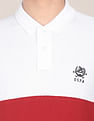U.S. Polo Assn. Men White And Red Colour Block Cotton Polo Shirt