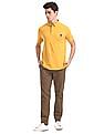 U.S. Polo Assn. Yellow Button Down Collar Pique Polo Shirt