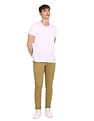 Flying Machine Mid Rise Twill Solid Trousers