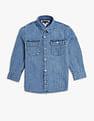 Tommy Hilfiger Kids Boys Solid Regular Fit Twill Woven Shirt