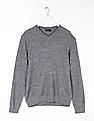 GAP Men Grey Merino Slub V-Neck Sweater