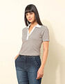 U.S. Polo Assn. Women Boxy Fit Chevron Printed Polo Shirt