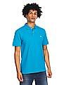 Aeropostale Men Turquoise Cotton Appliqued Logo Polo Shirt