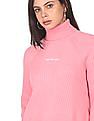 Calvin Klein Jeans Women Pink Turtle Neck Embroidered Monogram Sweater