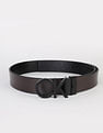 Calvin Klein Printed Black Leather Reversible Belts